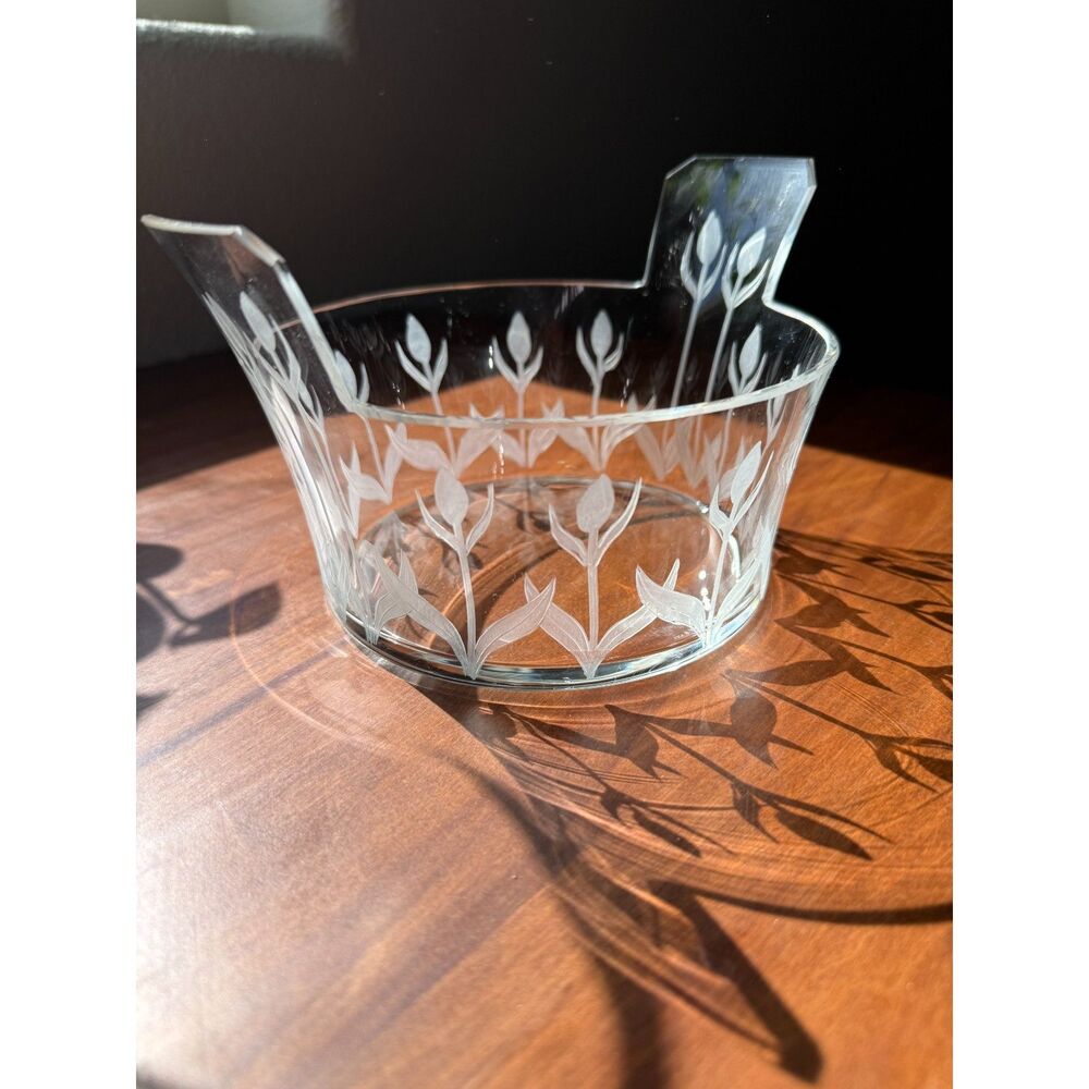 Vintage Tiffany & Co Crystal Ice Bucket Frosted Tulip Signed Pristine Barware